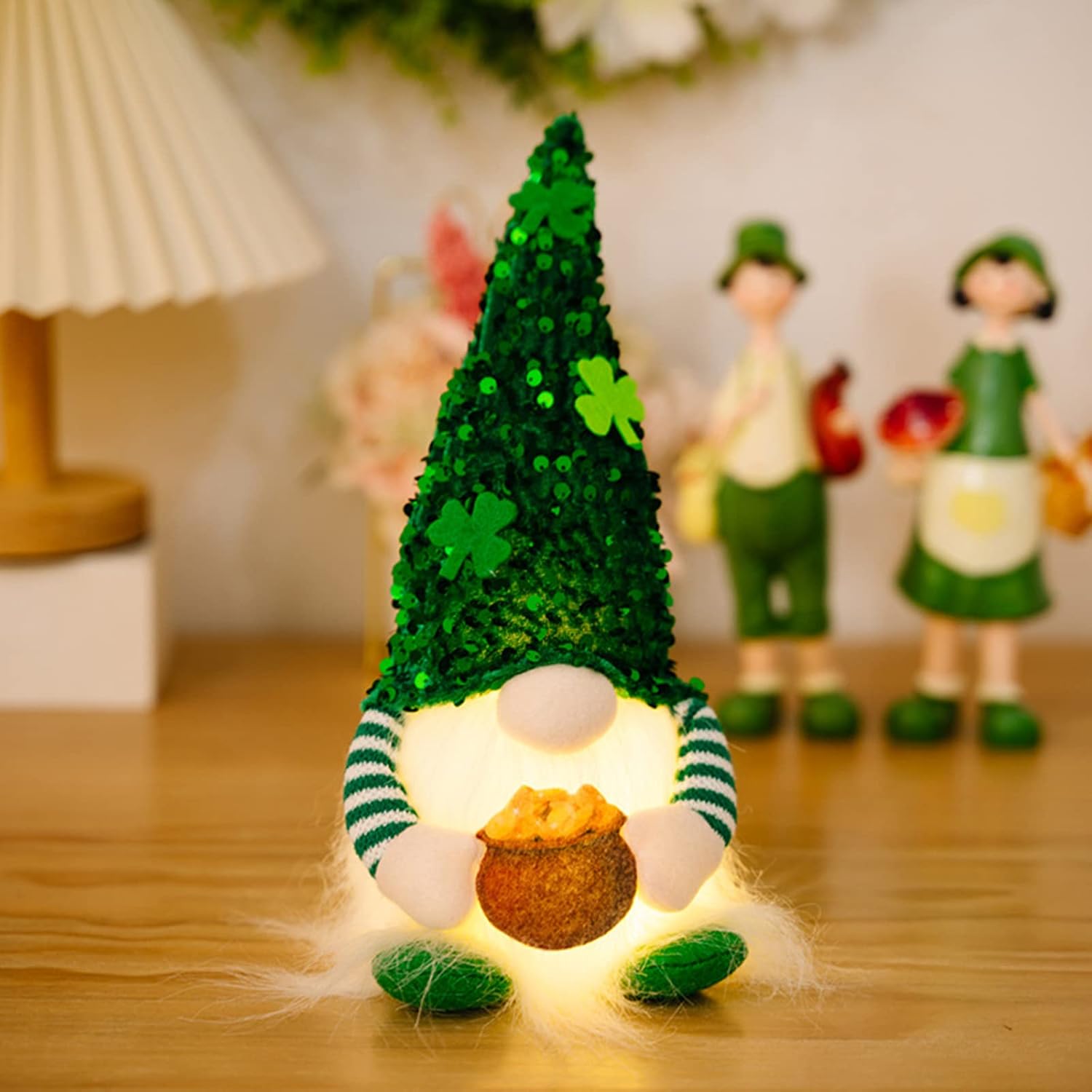St.Patrick's Day Gnome Plush Decor, Light Up Gnomes