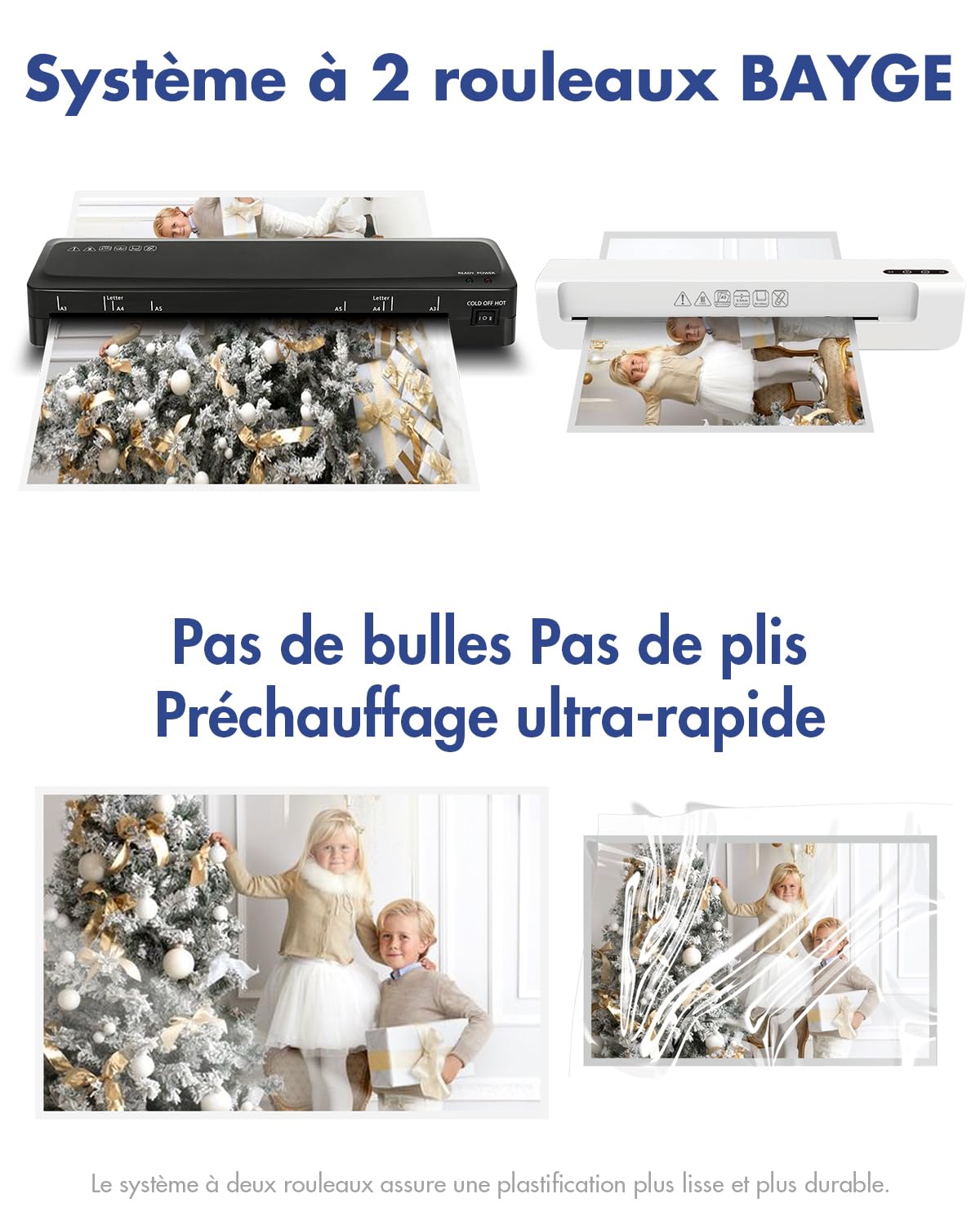 Plastifieuse A3 6 en 1 Thermique et à Froid avec Coupe-papier et Arrondisseur d'angle, Réchauffement Rapide