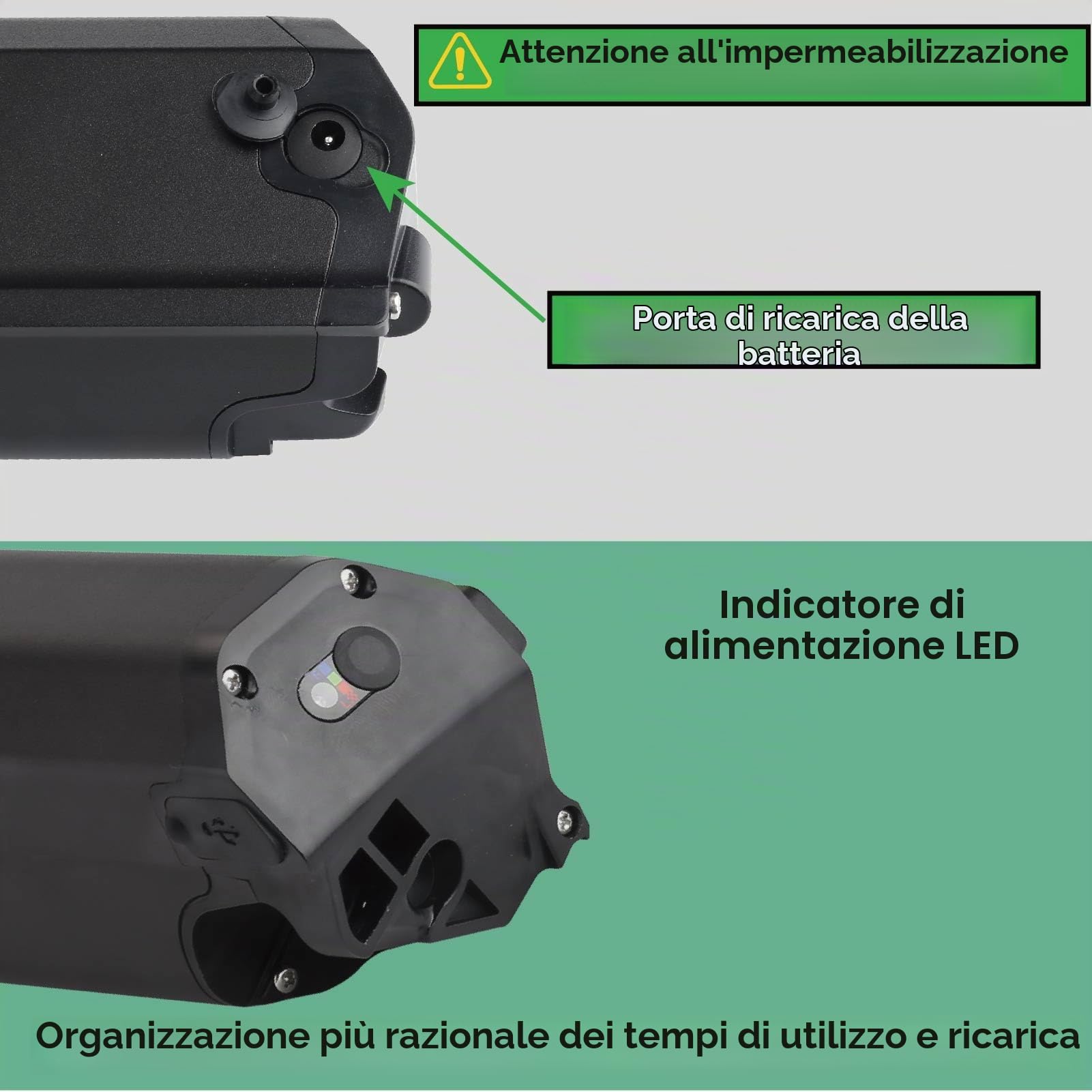 Batteria Ebike 36V 15Ah ricambio per Dorado Plus bicicletta elettrica scooter Li-ion con caricabatteria (36V 15Ah)