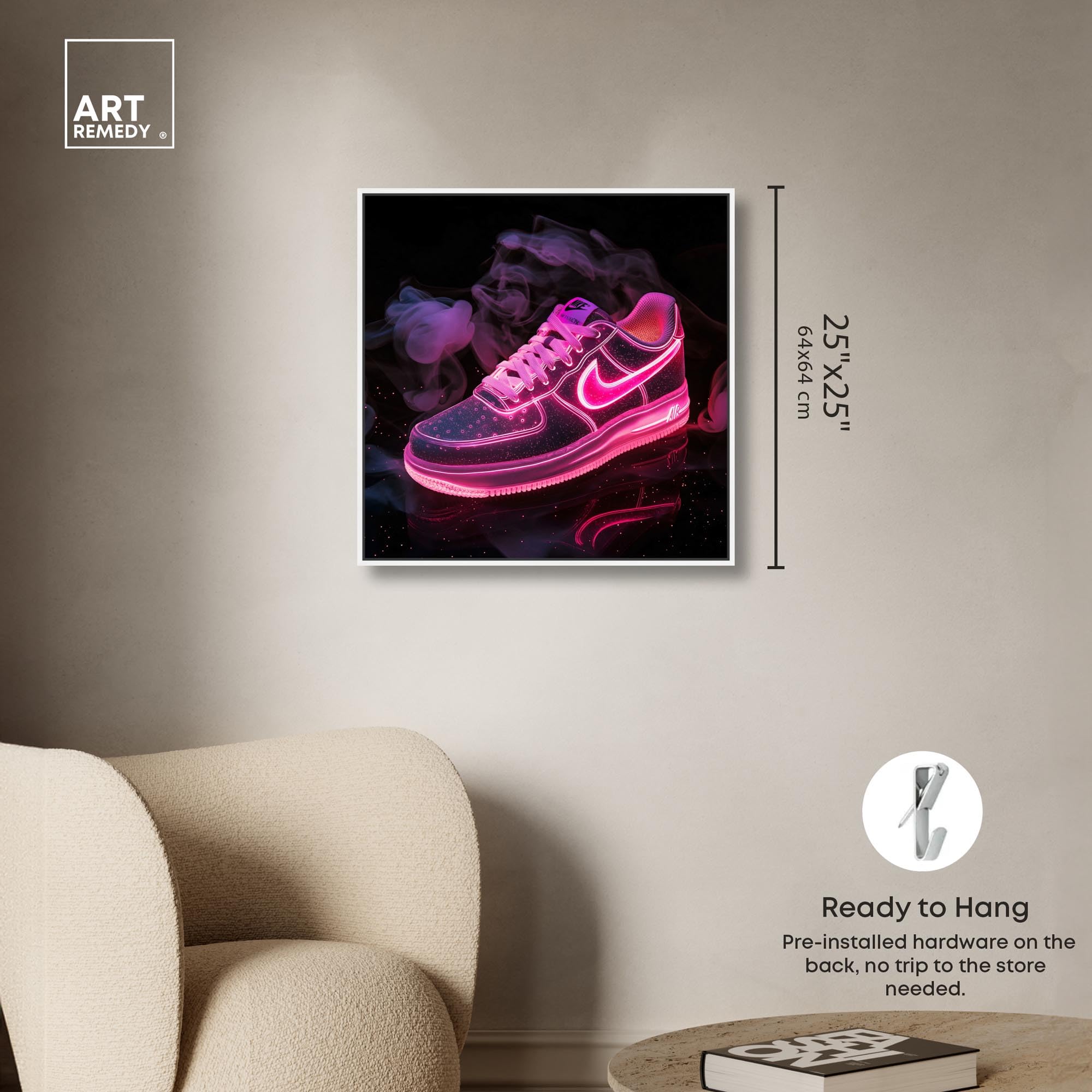 Amazon.com: Art Remedy Pink Neon Nike Canvas Sneaker Art Print