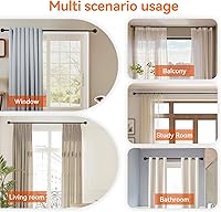 Vista 6 de Barras de cortina negras para ventanas de 28 a 48 pulgadas, 58" de diámetro, barra de cortina metálica resistente ajustable pequeña con soporte