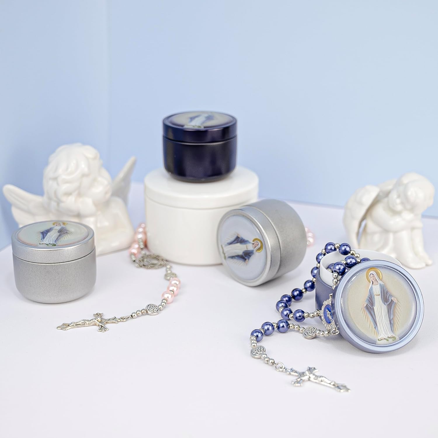 8mm Glass Pearl Rosary Necklace for Women - Catholic Prayer Beads with Gift Box, Handmade Religious Jewelry for Baptism, First Communion - Image 6