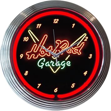 Hot Rod Garage Neon Clock