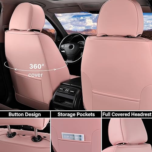 Vista 141 de Coverado Juego completo de fundas para asiento delantero y trasero para automóvil, cuero, impermeables, acojinadas, protectoras, ajuste universal