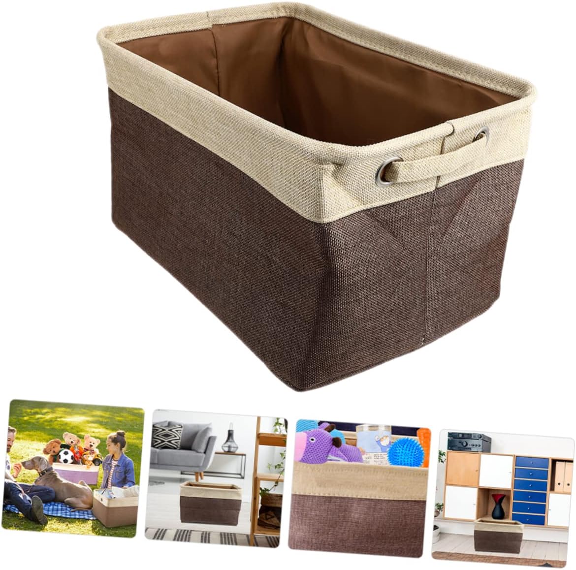 BESTOYARD Xmas Dog Toy Basket Foldable Oxford Cloth round Coffee image 3