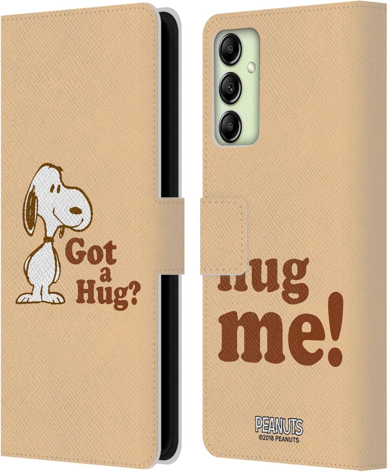 Head Case Designs Officially Licensed Peanuts Got A Hug Snoopy Hug Leather Wallet Case Compatible with Samsung Galaxy A14 5G