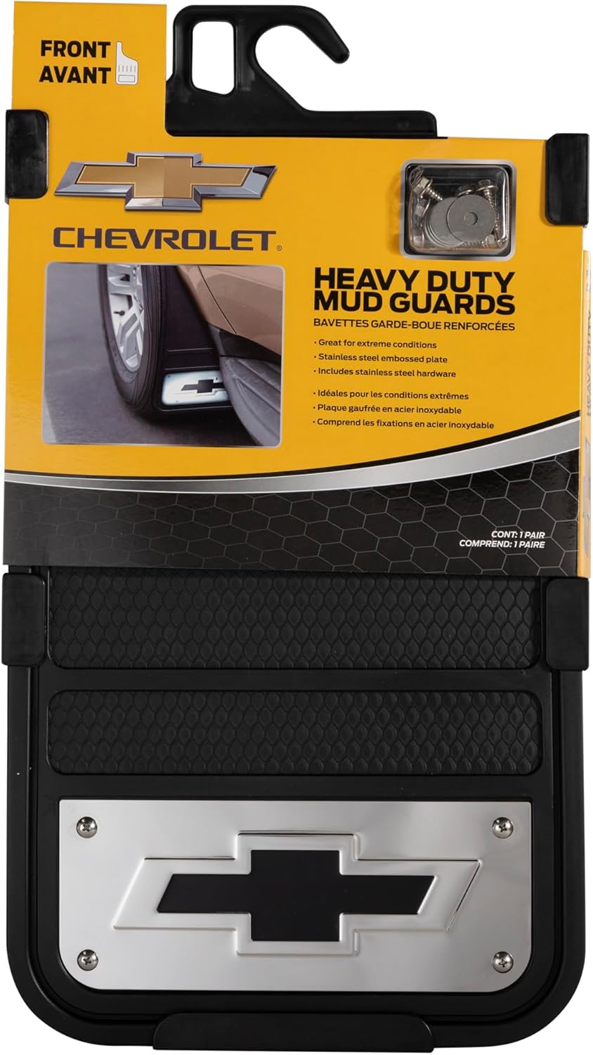 Plasticolor 001839R03 Chevrolet Chrome Plated Heavy Duty Front 12 X 22 Mud Guard Set