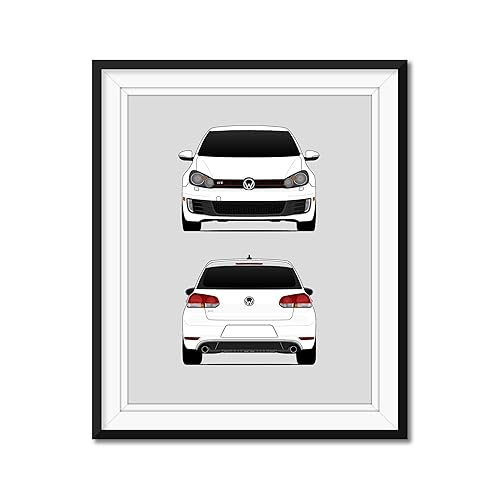 Miniatura 1 de Volkswagen GTI MK6 (2009-2013) (Front and Rear) 6th Generation Inspired Poster Print Wall Art Decor Handmade (Unframed)