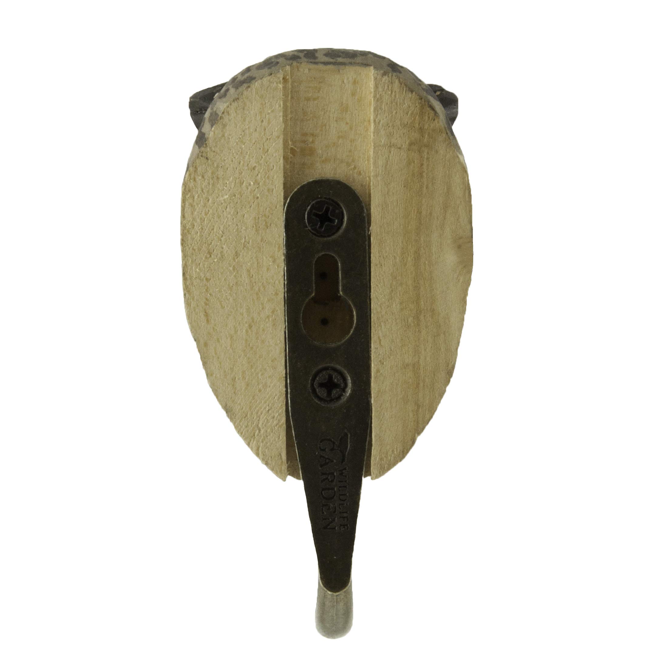 Hand-Carved Eagle-Owl Hook, Sturdy Indoor/Outdoor Wood Wall Hook with Artisanal Life-Like Figurine, Easy-to-Install, Designed in Sweden