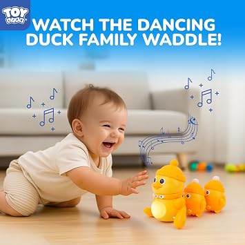 TOY Life Baby Tummy Time Toys 6-12 Months Musical Crawling Toys Dancing Duck Toy Set with Mama & Baby Ducklings, Interactive Duck Family, Easter Birthday Gift for 1 Year Old Boy Girl