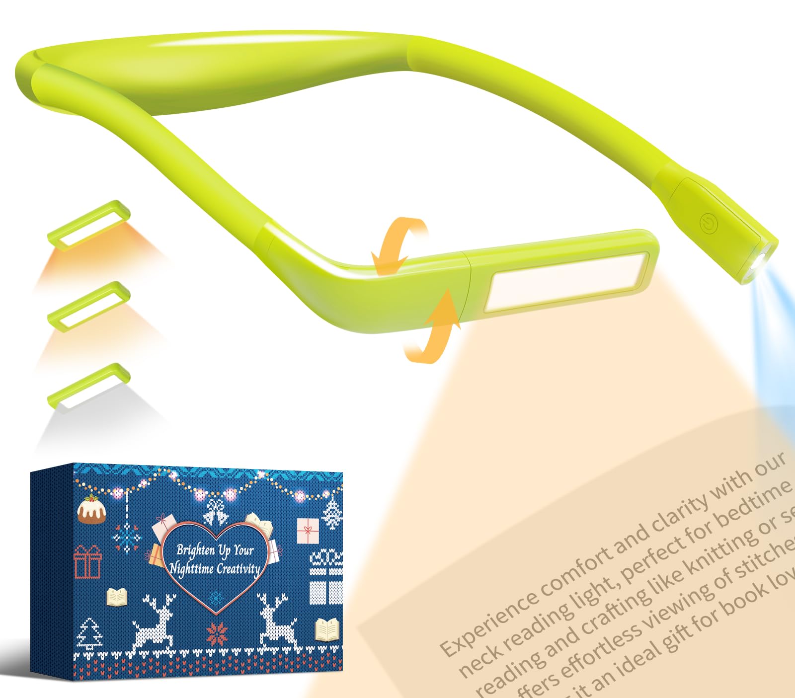 Neck Reading Light Book Lamp: Book Light Knitting Gifts for Women Mum Her Teenage Girls Wife, Rechargeable Neck Light for Knitting Crafting Sewing Accessories, Neck Torch Book Lover Gifts for Readers — image 1