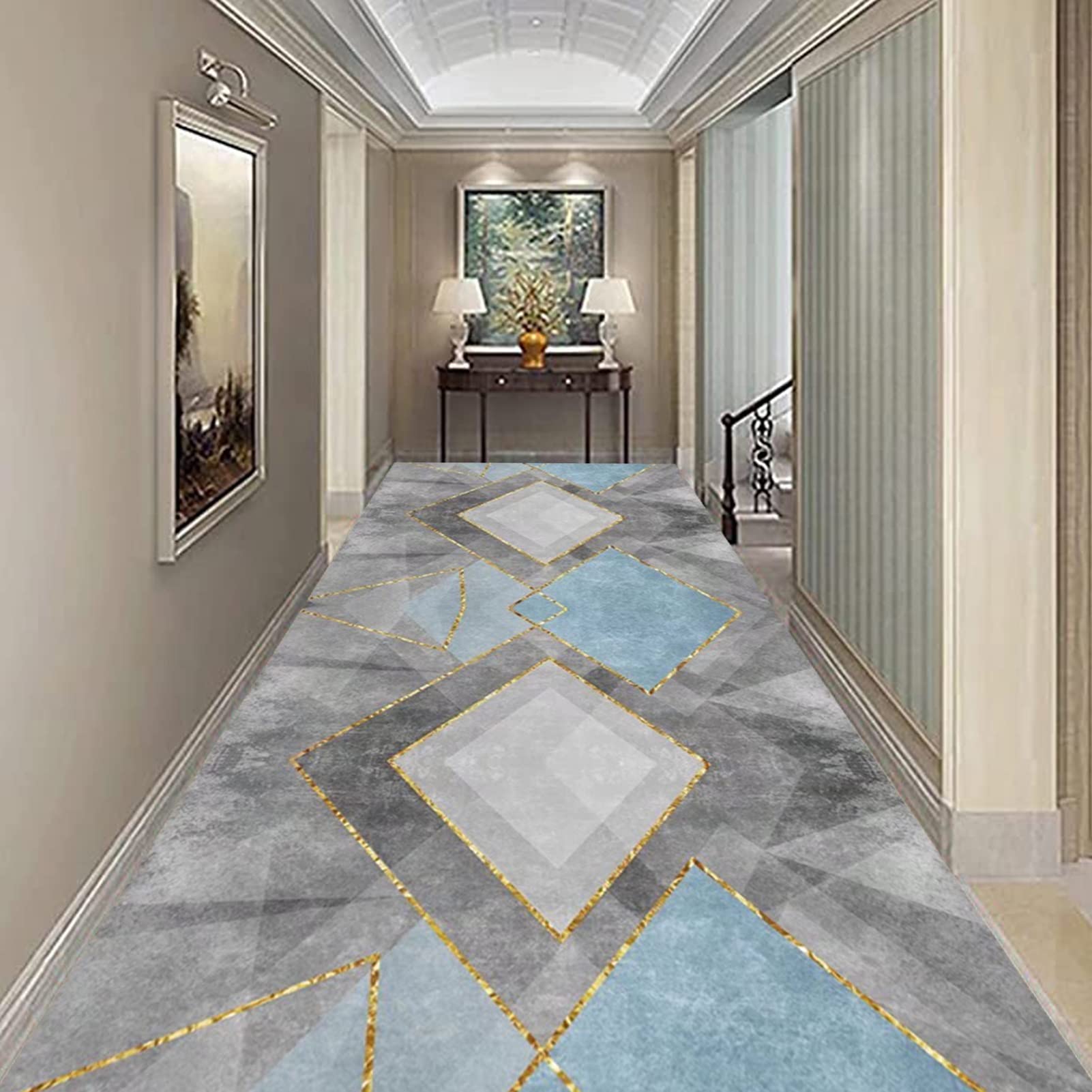 Amazon ホテルの入り口のための廊下のランナーの敷物の幾何学的な狭い廊下ホールのカーペットランナーのための廊下の台所幅60cm 70cm 80cmのカスタマイズ可能な長さの滑り止めマット Size 80x150cm 廊下敷き 階段マット オンライン通販