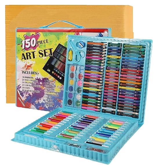 Shuban Art Supplies for Kids Deluxe Kids Art Set for Drawing Painting and More with Portable Art Box, Coloring Supplies Art Kits Best Christmas Great Gift for Kids (150Pcs Art Set)