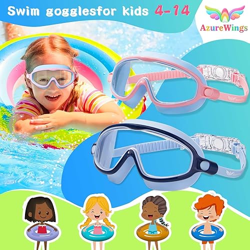 Miniatura 2 de Paquete de 2 gafas de natación para niños, sin fugas, antivaho, anti-UV, para niños y niñas de 4 a 14 años