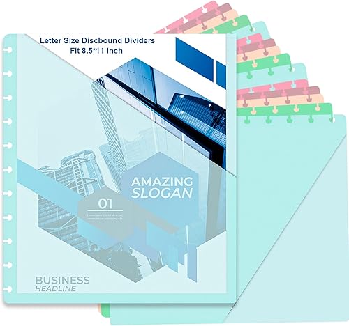Miniatura 9 de Paquete de 5 divisores de disco tamaño carta, planificador de disco de 9.3 x 11 pulgadas, divisores de cuaderno con bolsillos, 11 discos