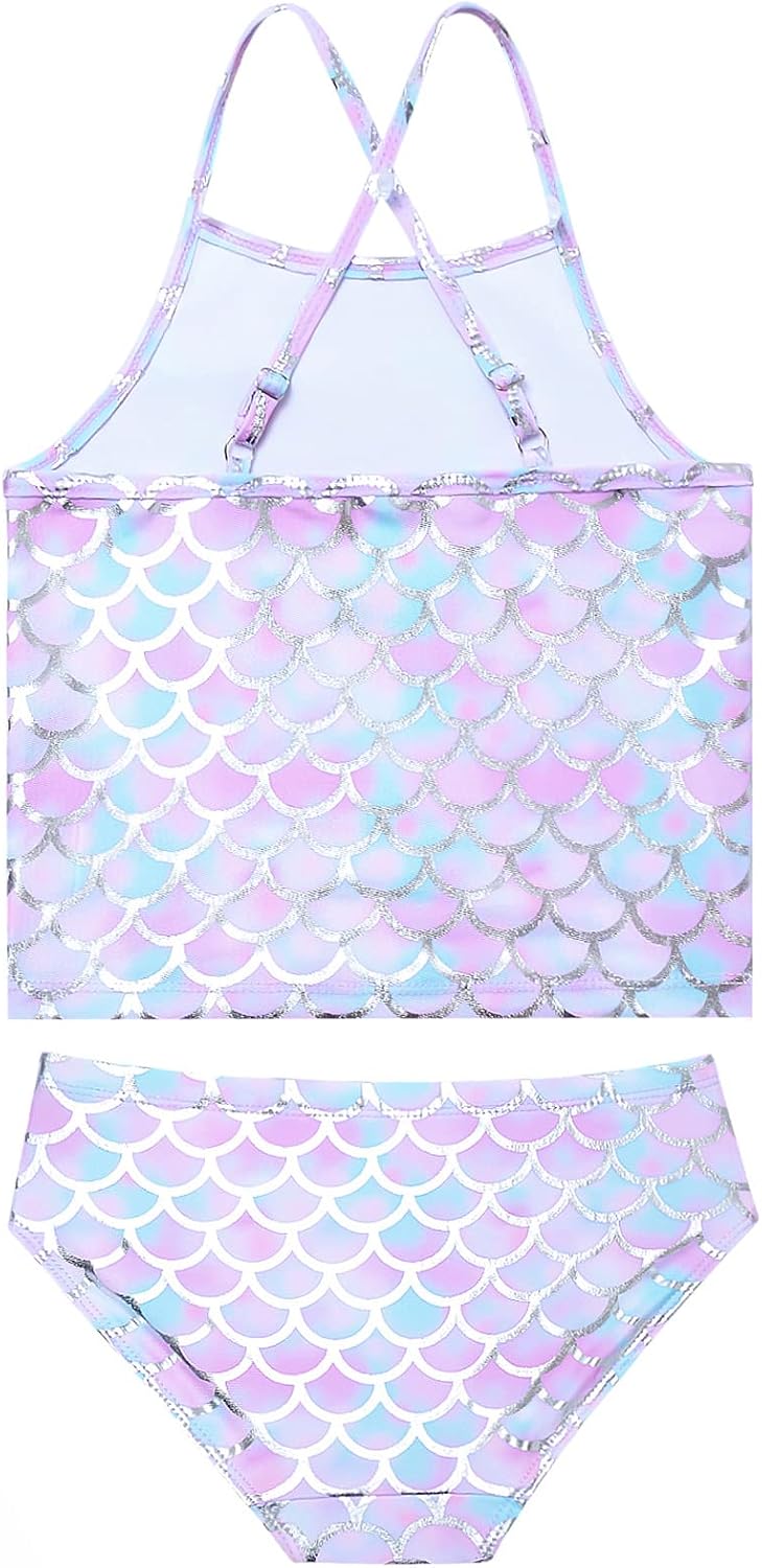 QPANCY Girls 2-Piece Bathing Suit Unicorn Swimsuits Swimwear Tankini Kids Beach Outfit