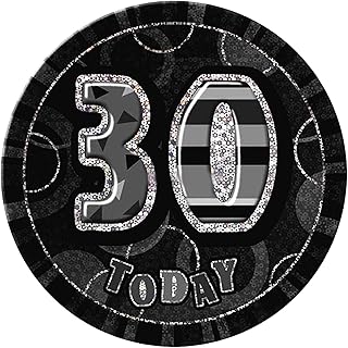 Gifts 4 All Occasions Limited SHATCHI-494 30th Badge Glitz - Insignia de cumpleaños unisex, color negro