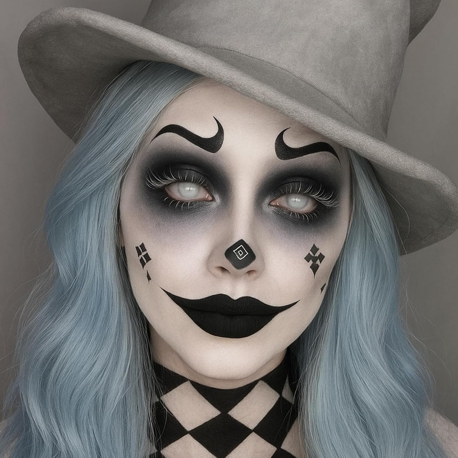 White Black Grey Skeleton Makeup Face Body Paint, Skull Face Painting Kit with Painting Brushes for Halloween, Water Based Face Paints for Goth Ghoul Clown Wolf & Statue SFX Cosplay Stage Make-Up