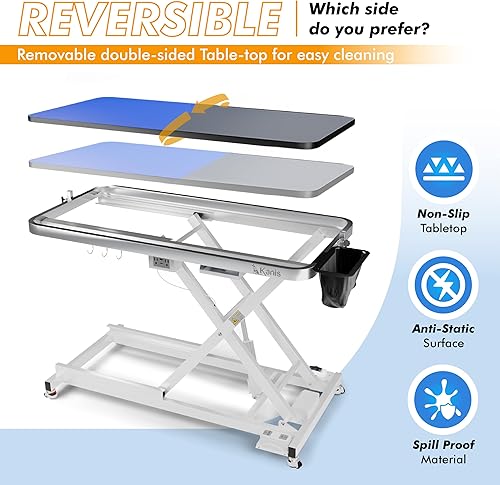 Miniatura 4 de Mesa eléctrica profesional de aseo para perros, resistente, altura ajustable, con ruedas de nivelación, brazo de aseo para perros, mesa