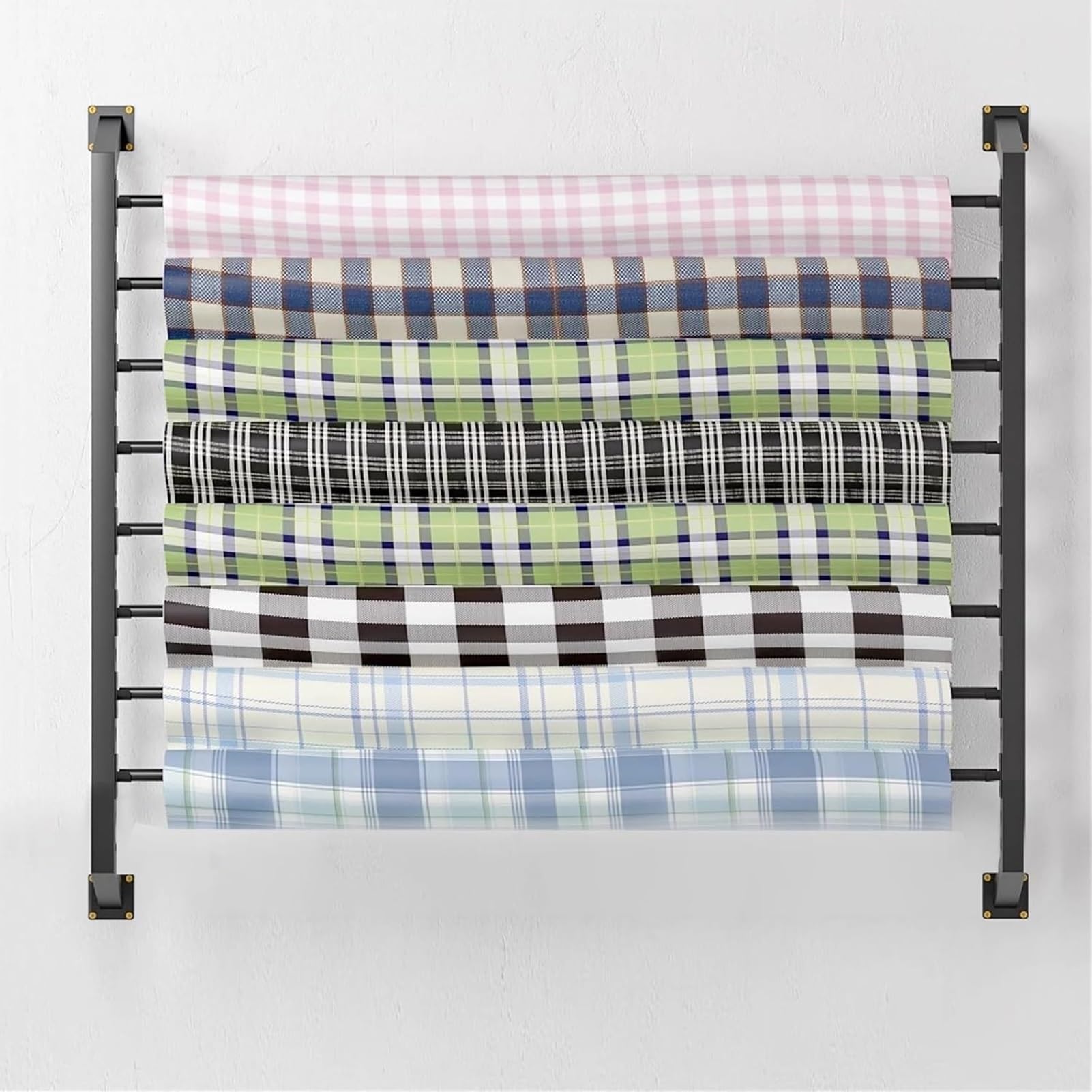 Genérico Soporte de Pared Ajustable para vinilos, láminas Que cambian de Color, Papel Tapiz y Telas. Capacidad para 8 Rollos. Solución de Almacenamiento de Metal Resistente.