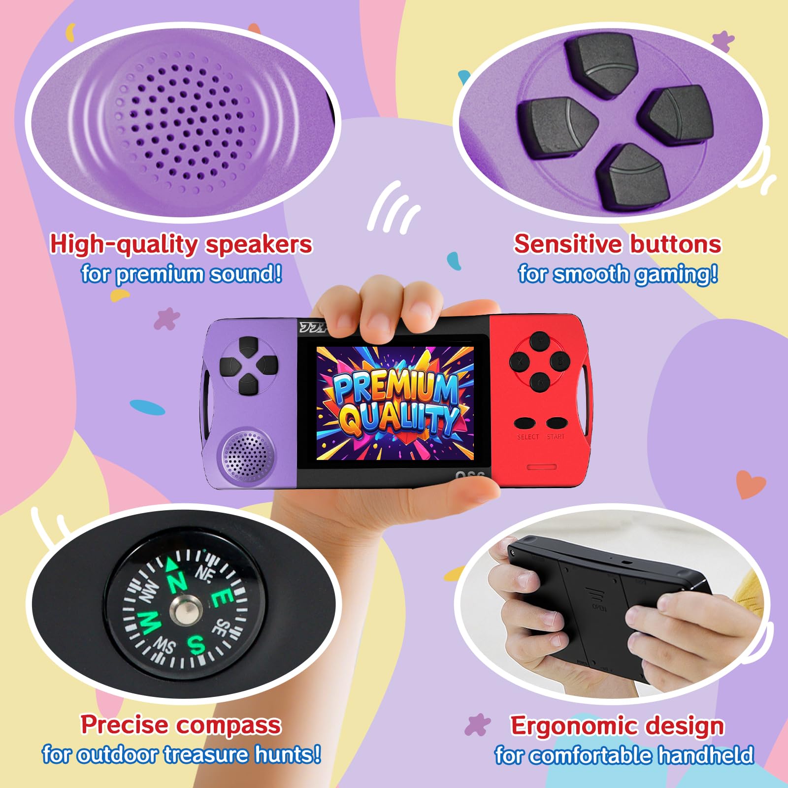 Amazon.com: 16 Bit Handheld Games for Kids with 3.5