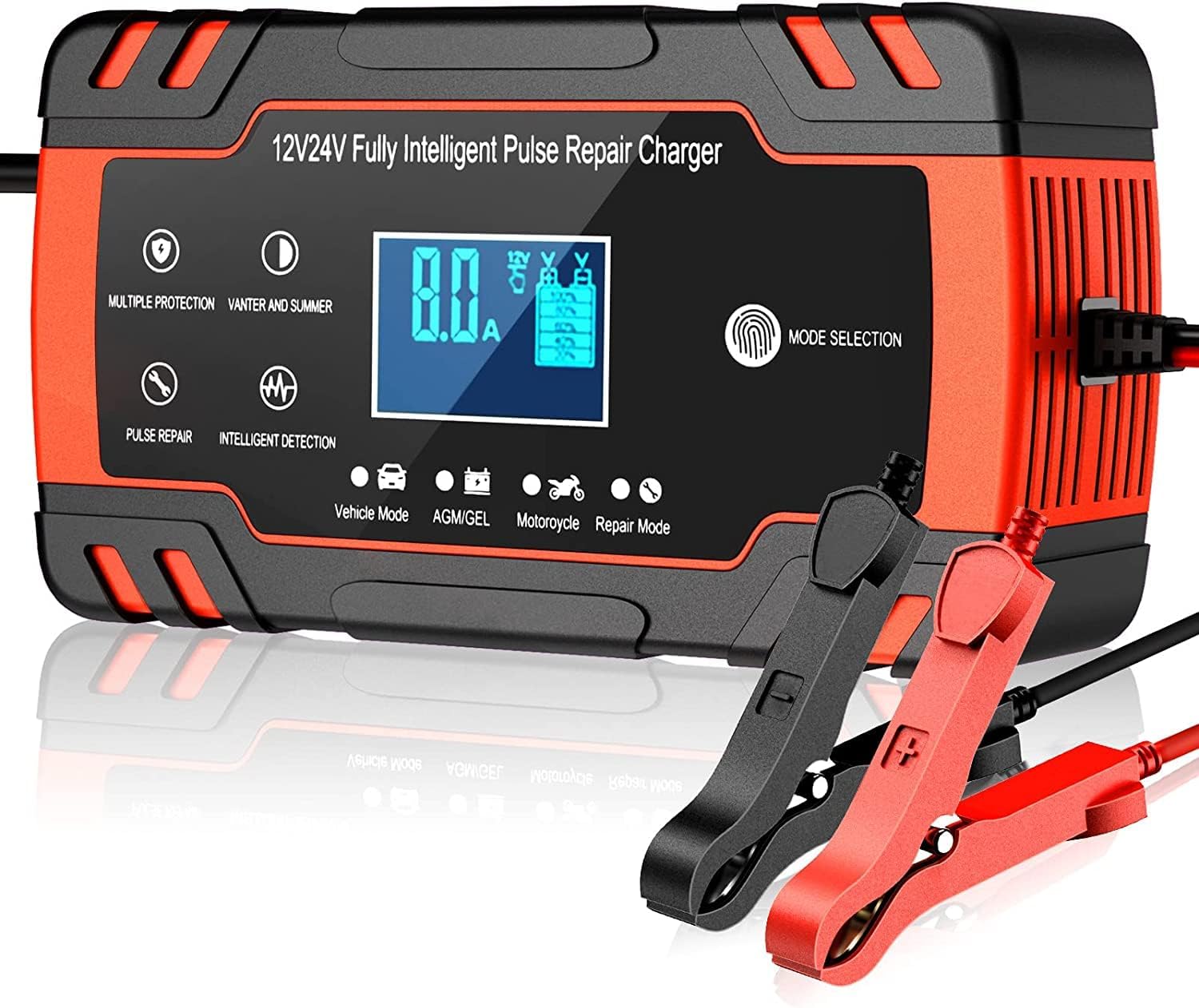 BQtech 12V/24V 8Amp Car Battery Charger, Automatic Smart Battery