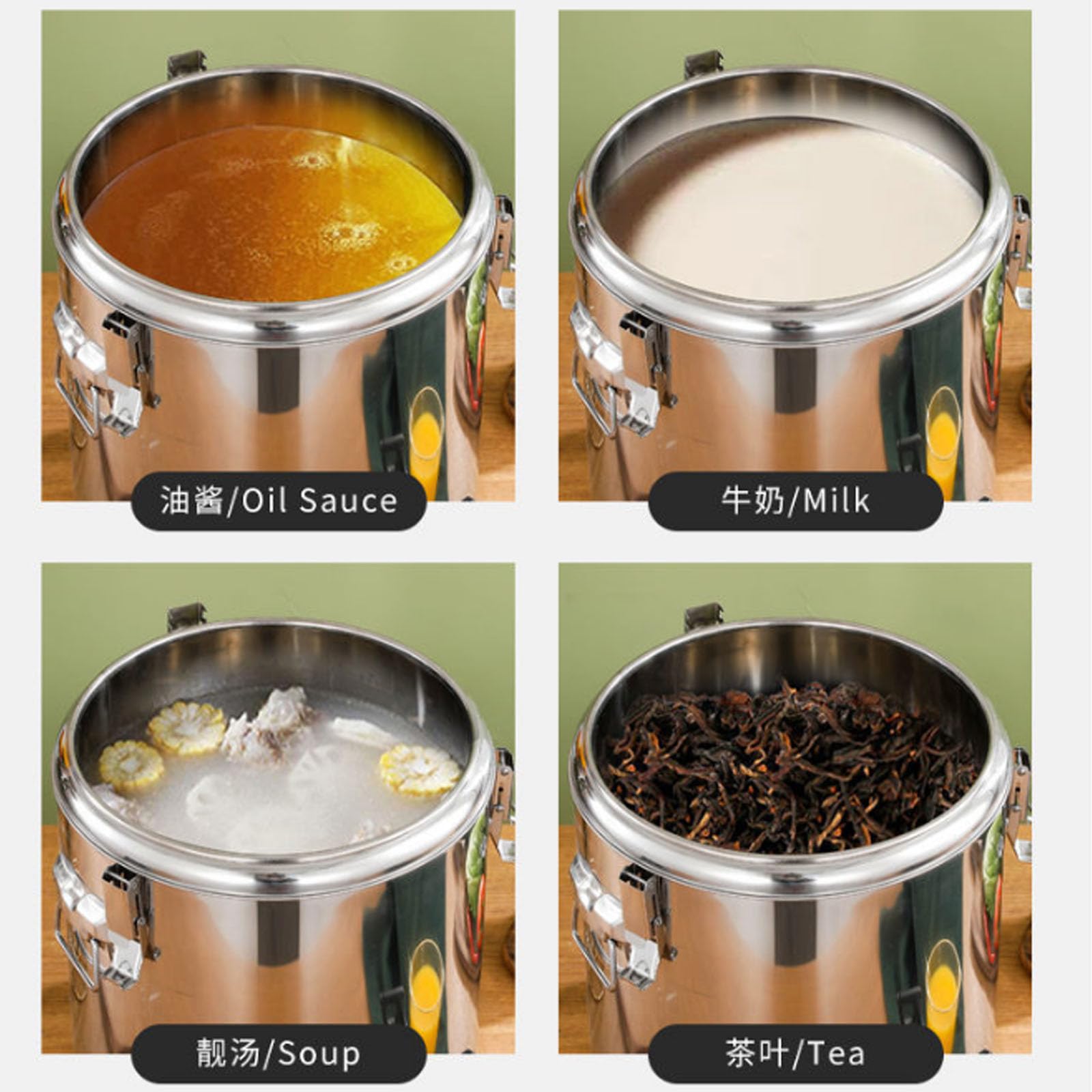 Termo con espiga y tapa, acero inoxidable 304, aislado, dispensador de bebidas de doble capa, para café, leche fría, agua, jugo (tamaño: 80 L, color: con grifo)