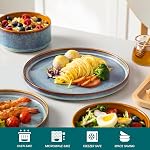 Vancasso Onion Plaques et bols en céramique, 12 Pièces Bleu Sets de vaisselle pour cuisine, Plats à glaçage réactifs 4, Lave-vaisselle et micro-ondes sans danger