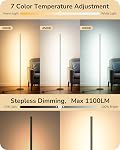 EDISHINE LED Corner Lamp, Set of 2 Minimalist Dimmable Tall Light with Remote, 57.5" Floor Lamps for Living Room, Bedroom, Home Office, 7 Color Temperature 2700-6000K (Black)
