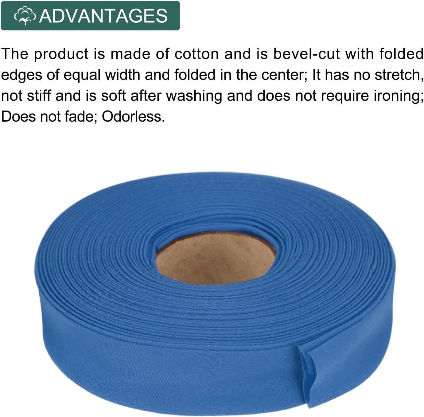 MECCANIXITY 1 Inch Double Fold Bias Tape Polyester Continuous Bulk Bias Tape for Sewing,Seaming Quilting Hemming Binding Crafts (Dark Blue 10 Yards)