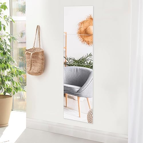 Miniatura 2 de ZENY Espejo de pared de longitud completa, 14 pulgadas x 4 piezas, espejo de vidrio sin marco, espejo de cuerpo completo para dormitorio, baño, sala