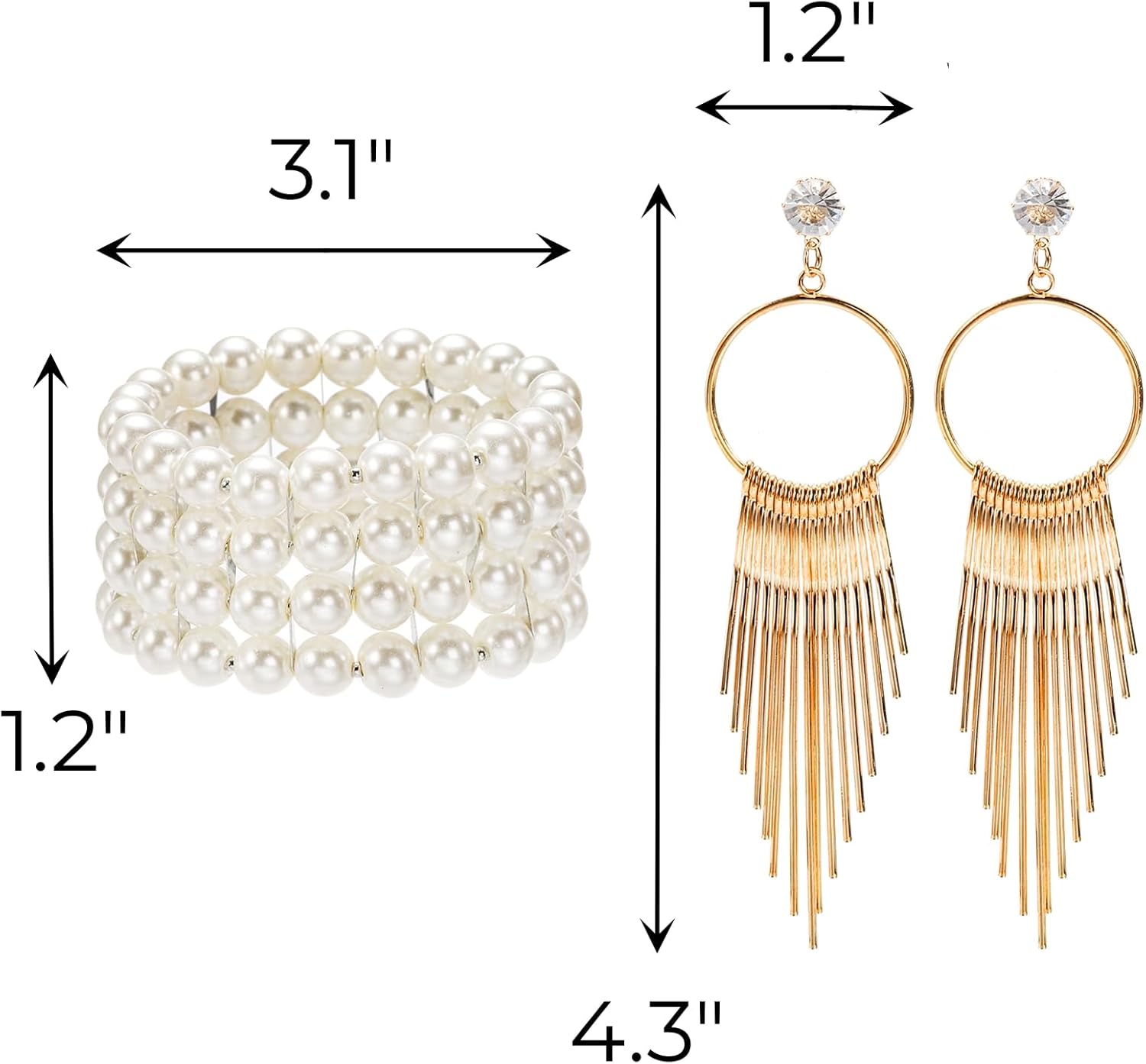 Hiceeden 6 Pcs 1920s Flapper Accessories for Women, Roaring 20s Accessories for Party, Flapper Costume Set Includes Headband, Necklace, Gloves, Earrings, Bracelet - Image 4