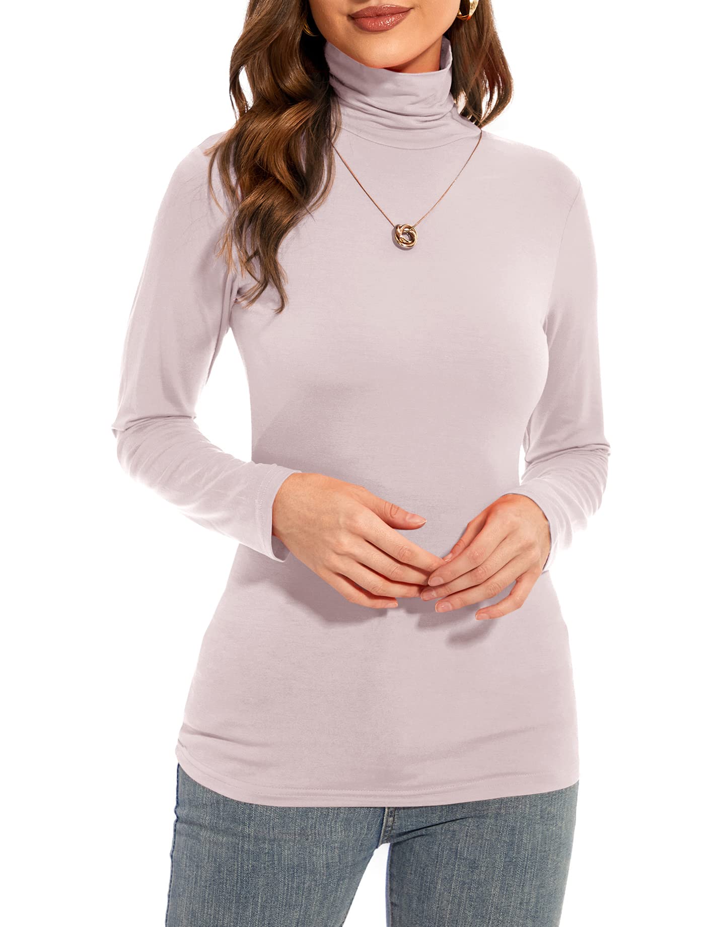 Womens Long Sleeve Turtleneck T-Shirts Casual Lightweight Slim Fit Cozy Base Layer Top