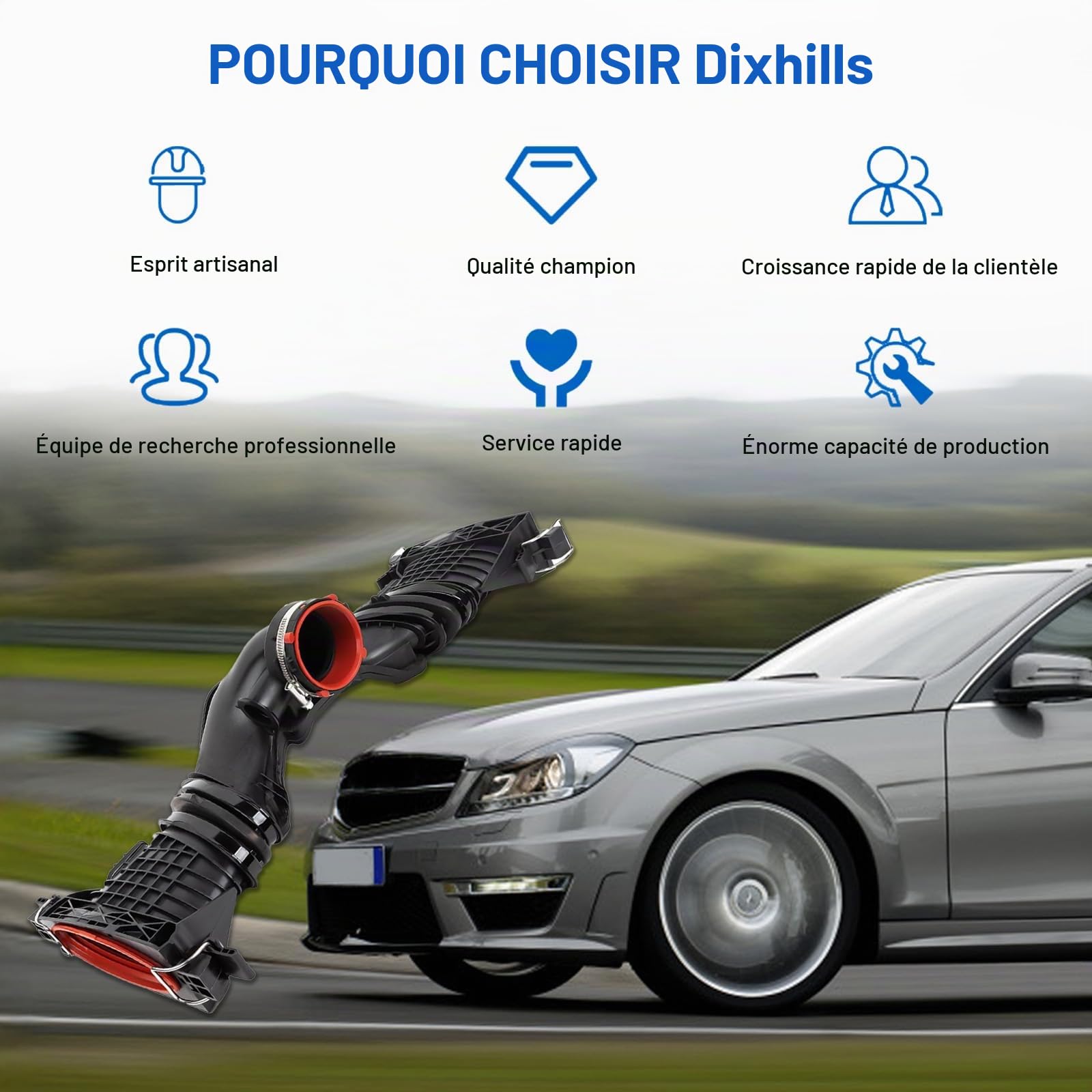 Débitmètre d'air massique 5 broches OE# 6420902242 0281006488 Compatible avec Benz GL350 2016 GLE350D 2016 GLS350D 2017 Tuyau d'admission d'air