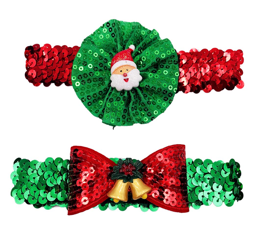 PET SHOW Christmas Small Medium Dogs Necklace Bling Xmas Cat Puppy Elastic Collar Stretchy Party Costume Grooming Accessories Size L Pack of 2