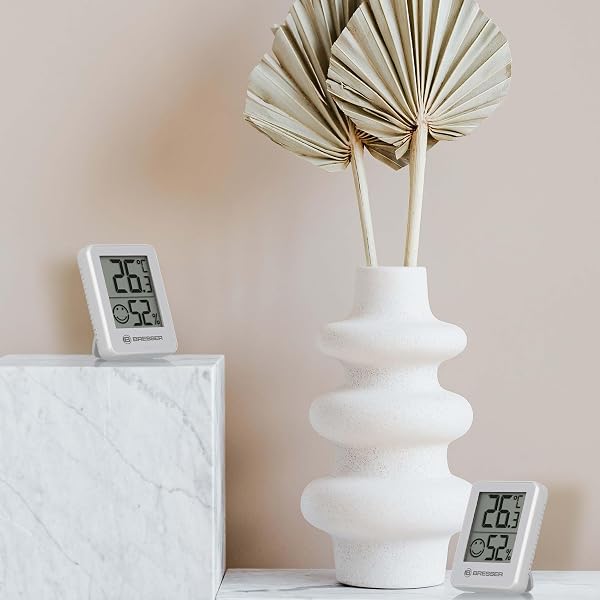 Bresser Termómetro higrómetro Temeo Hygro Indicator, juego de 3 unidades para instalación o montaje en pared con indicador de temperatura ambiente, blanco, 4,5 x 1,6 x 5,8 cm, blanco, pantalla 4,98 cm - 4