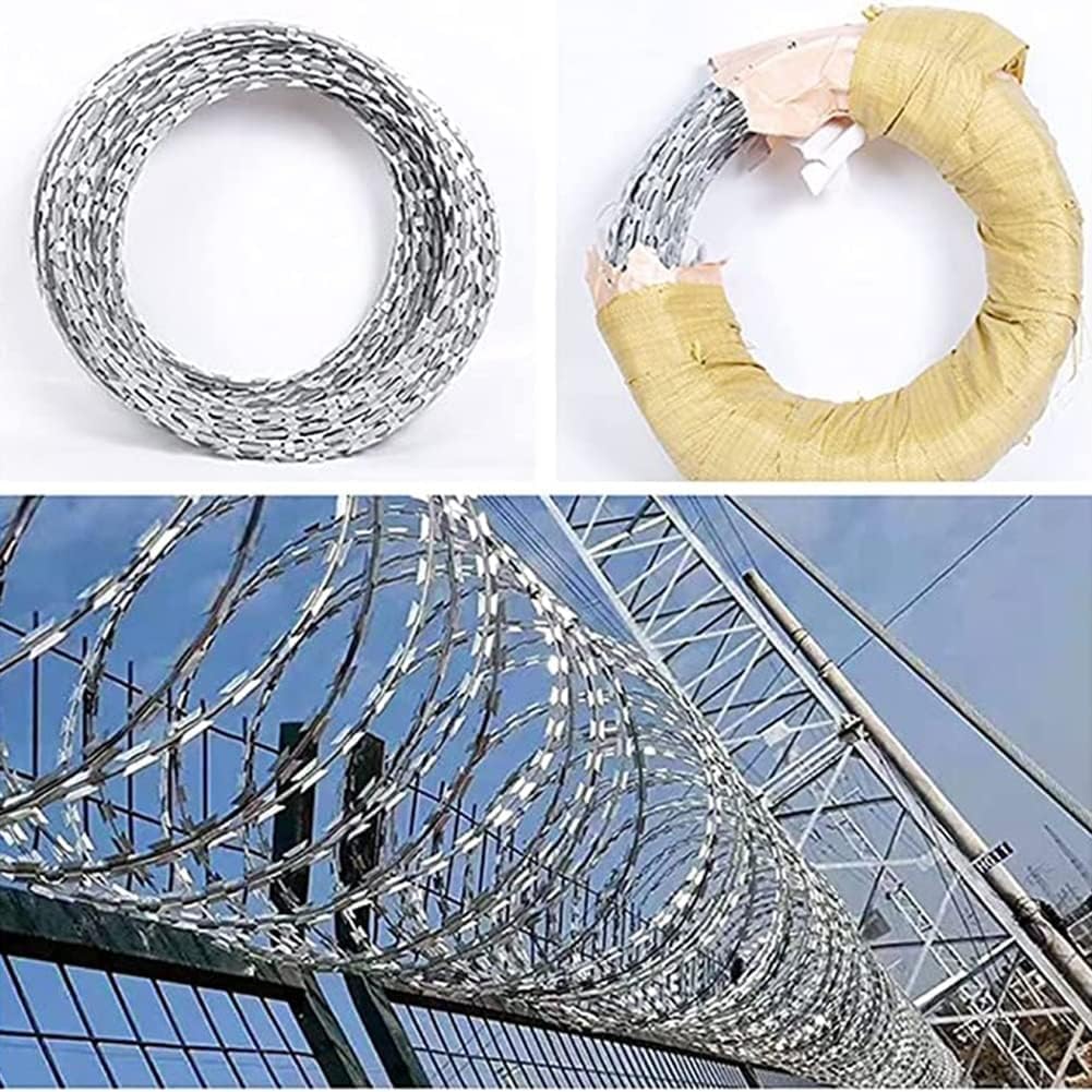 Kanduo Recinzione in filo spinato Rete metallica in acciaio zincato, rete a spirale, resistente alle intemperie e impermeabile (30 m)