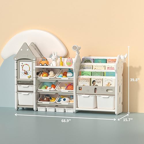 Miniatura 2 de UNICOO Organizador de almacenamiento de juguetes para niños y estantería para niños, organizador de juguetes con estantería, organizador de estante