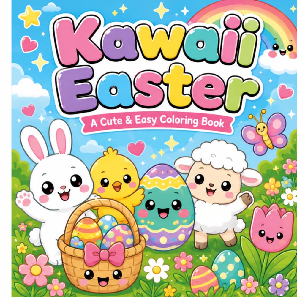 Kawaii Easter: A Cute & Easy Coloring Book