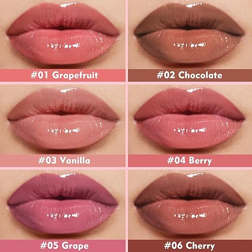 Miniatura 2 de KIMUSE Juego de 6 Bálsamos de Mantequilla Labial Tintada Hidratante, 6 Tonos con Sabor Brillo Hidratante Voluminizador con Ácido Hialurónico y