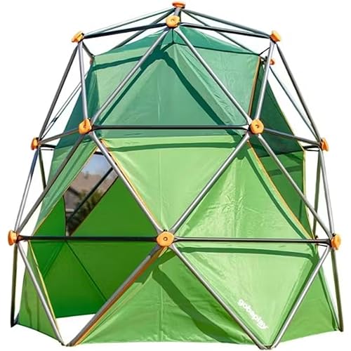 gobaplay Summit Pro Climbing Dome with Tent, 600 lb Capacity, Green - Outdoor 7.5' Non-Slip Rock Climber, Backyard Playset for Kids 6+