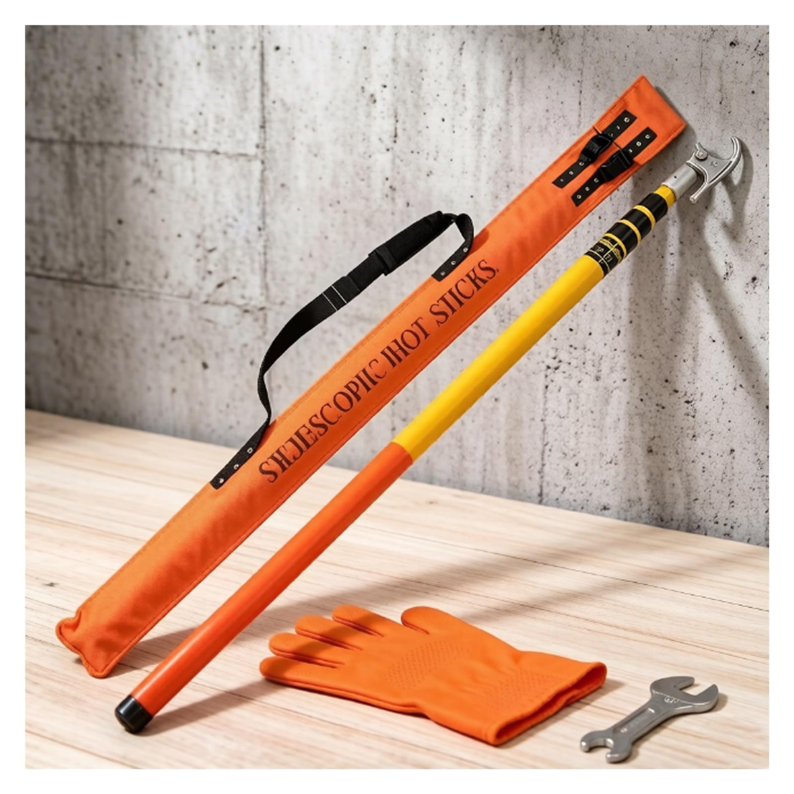 9.8/13/16/19/23ft High Voltage Utility Pole Hook Stick, Fibreglass Safety Hook 10kV 35kV 110kV 220kV, for Electricians, Linemen((13ft4m)3-Section)