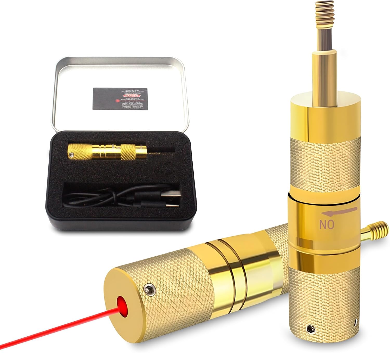USB Rechargeable Archery Laser Sight Tool for Bow and Crossbow Thread-On Crossbow Laser Sighting Tool 223 Bore Sighter Shaped, Made of Brass