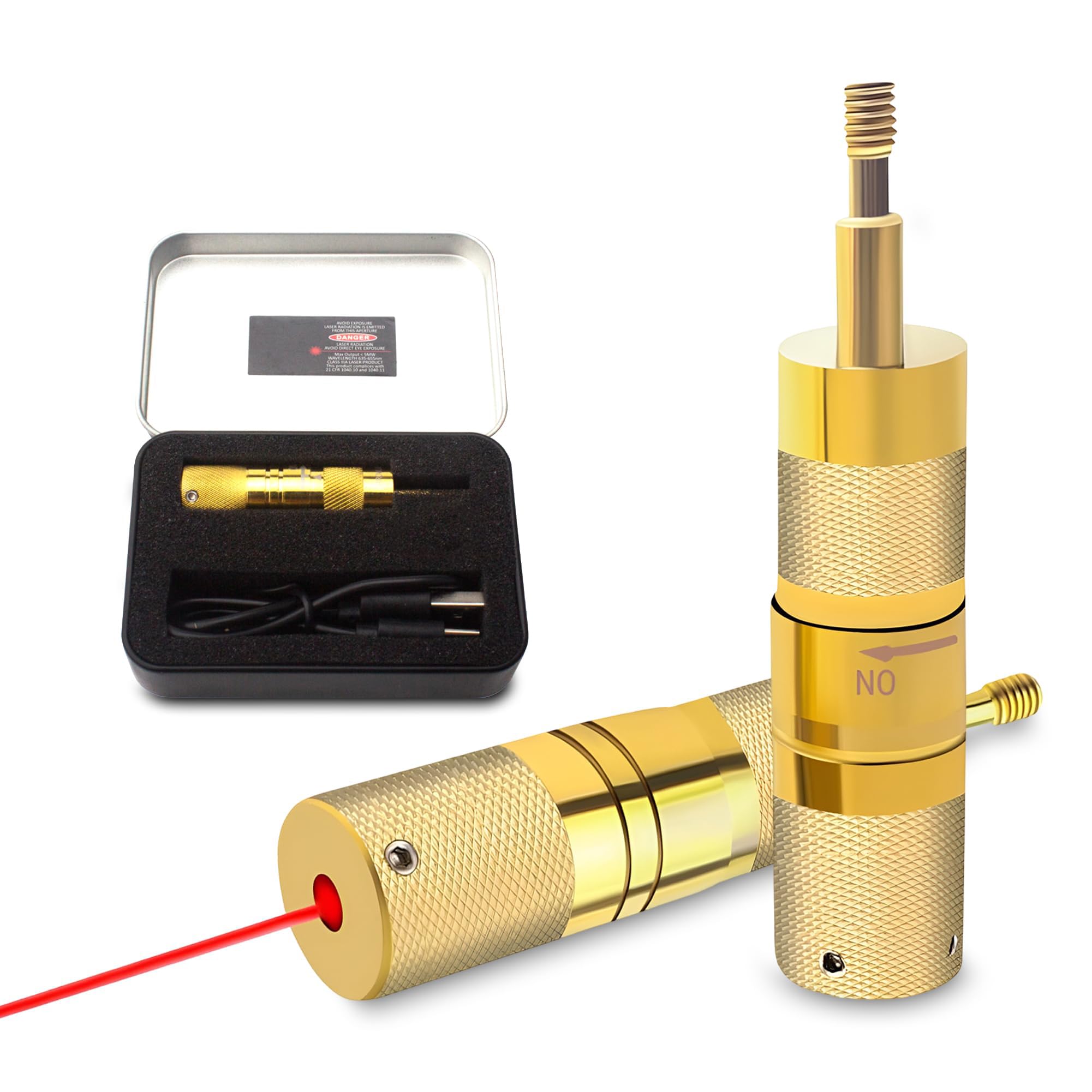 Gotical USB Rechargeable Archery Laser Sight Tool for Bow and Crossbow Thread-On Crossbow Laser Sighting Tool 223 Bore Sighter Shaped, Made of Brass