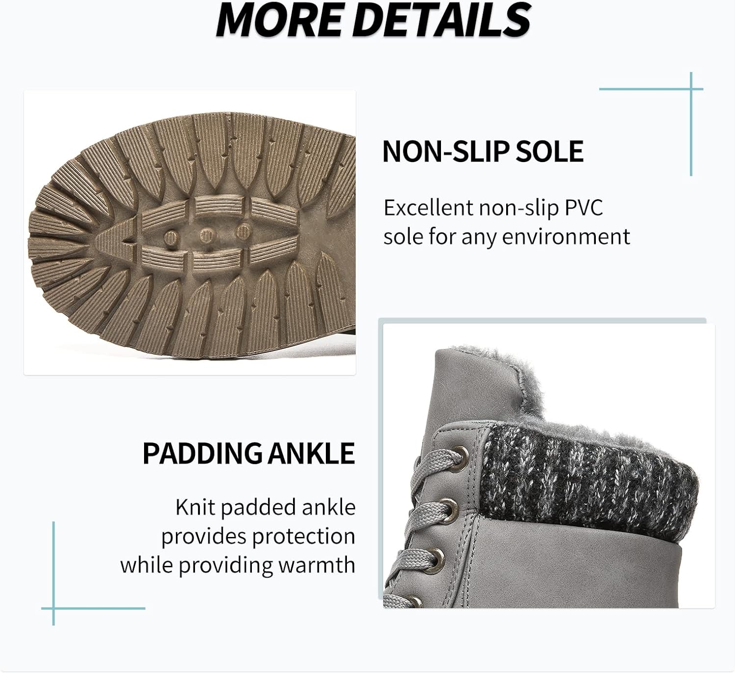 SERNIAL Womens Winter Snow Boots Fur Lined Ankle Boots White Black Side Zipper Booties - Image 5