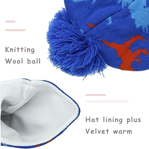 Miniatura 6 de Conjunto de gorro de invierno y bufanda con forro polar mejorado para niños con orejeras, gorro de forro polar cálido para bebés y niños pequeños