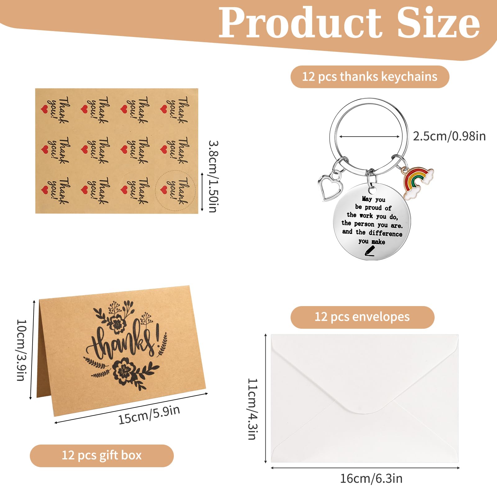 Zuimei 36 Pcs Thank You Gifts for Colleagues Employee Appreciation Gifts Keyring Inspirational Rainbow Keychain Thank You Card with Envelopes Leaving Gifts for Women Men Coworker Teacher Nurse - Image 2