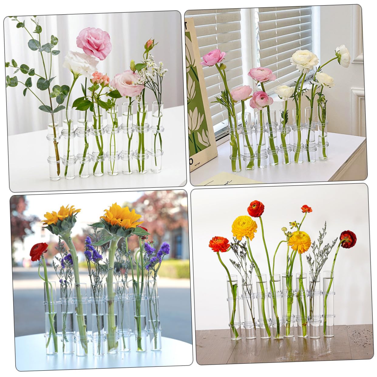 POPETPOP Vase Hydroponique Verre Transparent Tubes de Propagation pour Plantes avec Support pour Culture Pot ou Terrarium