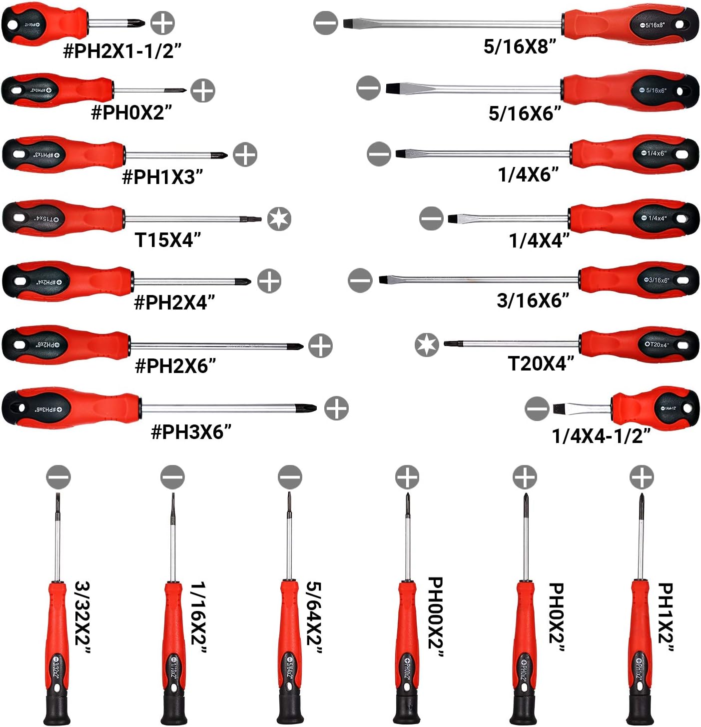 Screwdriver Set, POPOMAN Magnetic 20-Piece Screwdriver Tool Set with Case, 6150CRV, Slotted/Phillips/Torx Screwdriver with Heavy Duty Non-Slip Tips,Tool Kits -MTH300