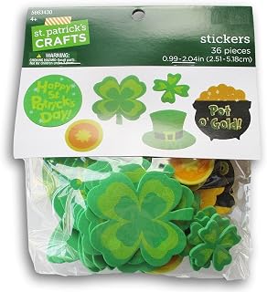 St. Patrick's Day Heart Foam Sticker Assortment - Shamrocks, Leprechaun Hat, Pot O' Gold - 36 Pieces
